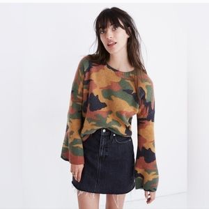 Madewell Cottontail Camo Wide Sleeve Merino Wool Sweater(XL)